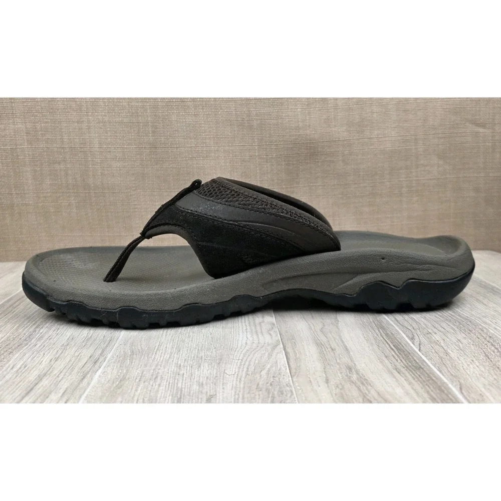Teva Mens 10 Pajaro Taupe Suede Mesh Sport Flip Flops Thongs Sandals Beach Pool